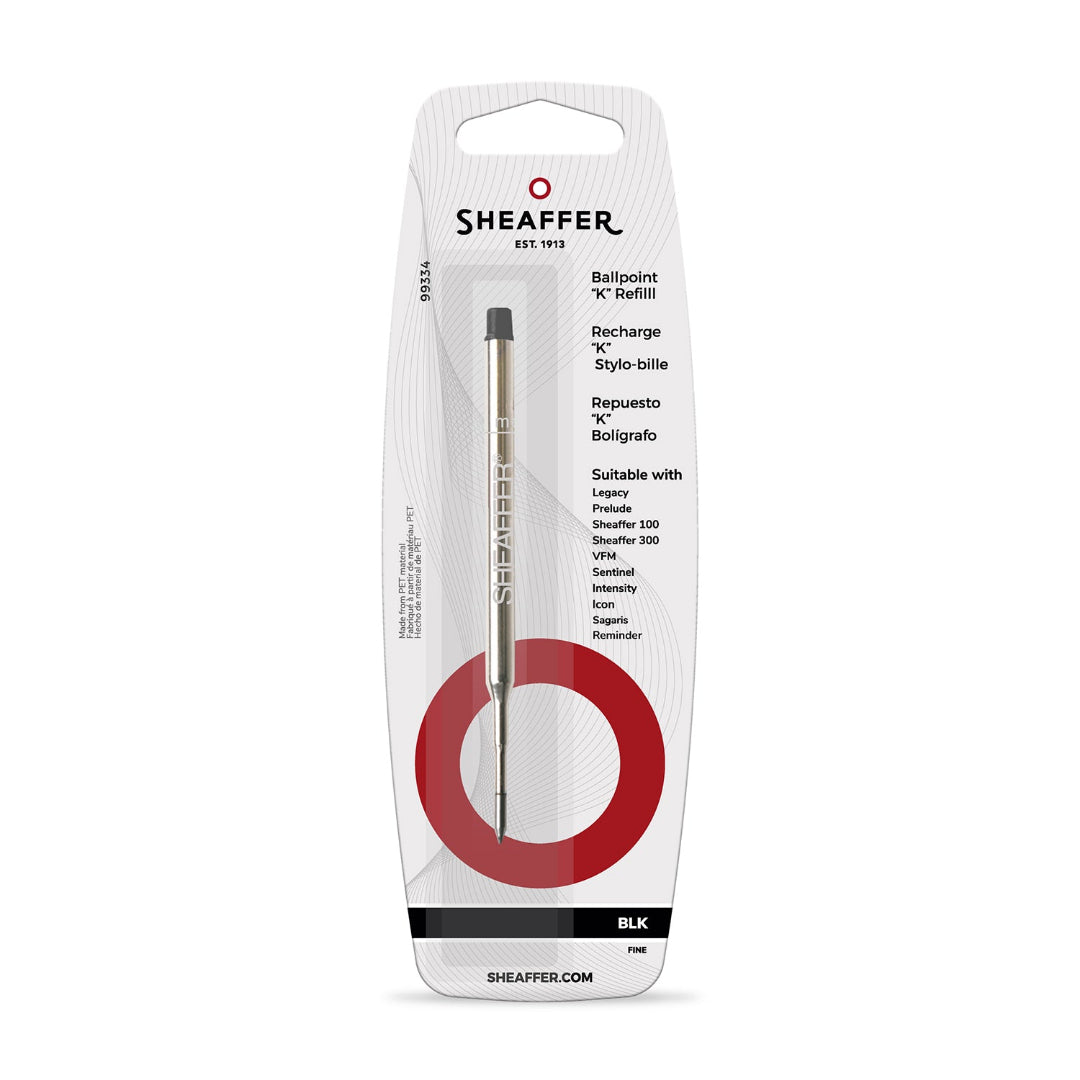 Sheaffer Ballpoint Refill K Style Blister Card Black Fine Nib