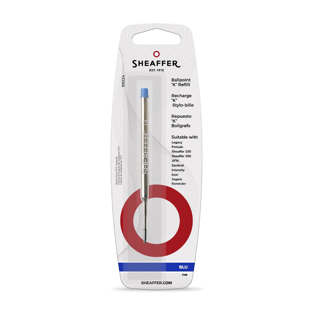 Sheaffer Ballpoint Refill K Style Blister Card Blue Fine Nib