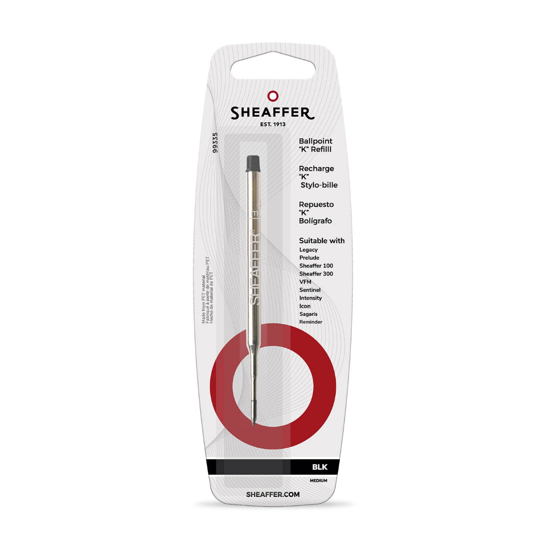 Sheaffer Ballpoint Refill K Style Blister Card Black Medium Nib