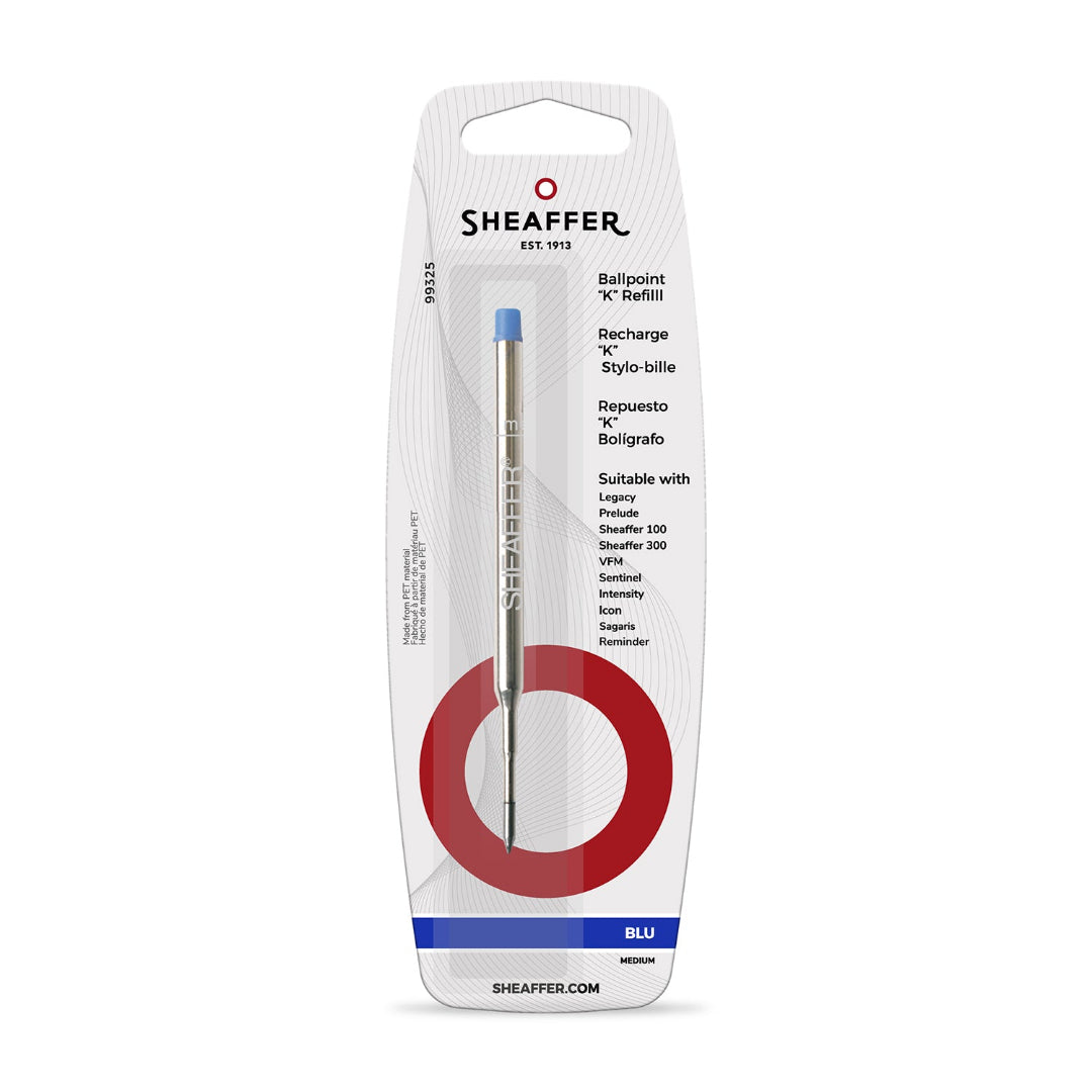 Sheaffer Ballpoint Refill K Style Blister Card Blue Medium Nib