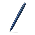 Sheaffer 100 9371 Satin Blue Ballpoint Pen With PVD Blue Trims angled writing shot