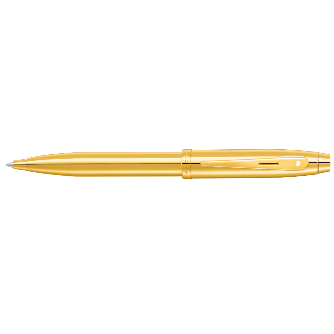 Sheaffer 100 9372 Glossy PVD Gold Ballpoint Pen With PVD Gold Trims full side profile