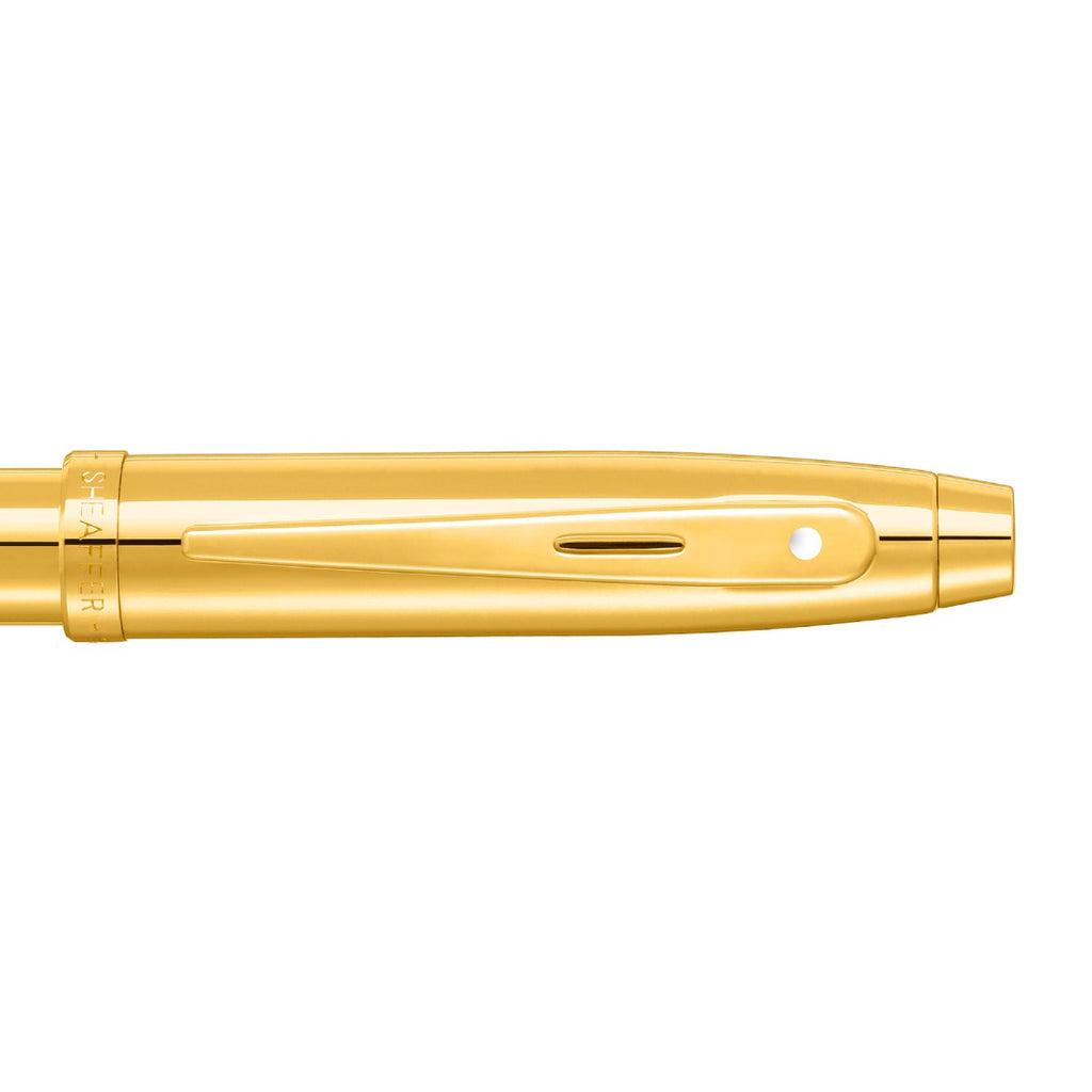 Sheaffer 100 9372 Glossy PVD Gold Ballpoint Pen With PVD Gold Trims clip details