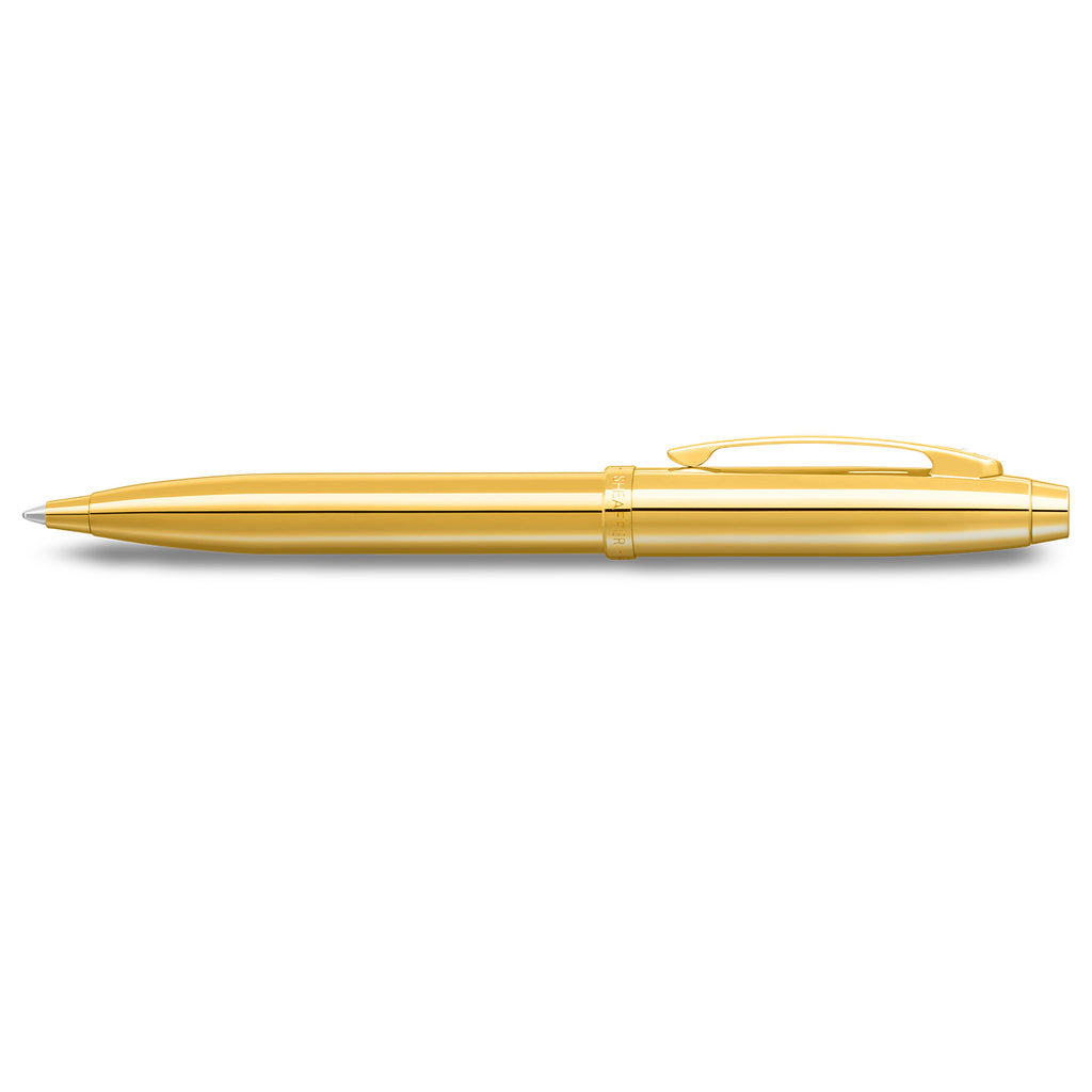 Sheaffer 100 9372 Glossy PVD Gold Ballpoint Pen With PVD Gold Trims side profile