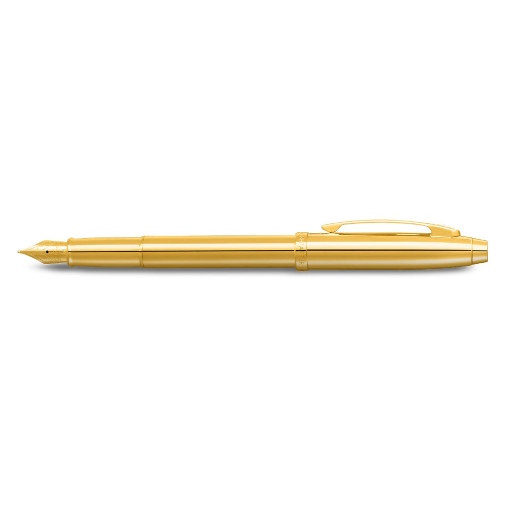 Sheaffer 100 9372 Glossy PVD Gold Fountain Pen With PVD Gold Trims side profile