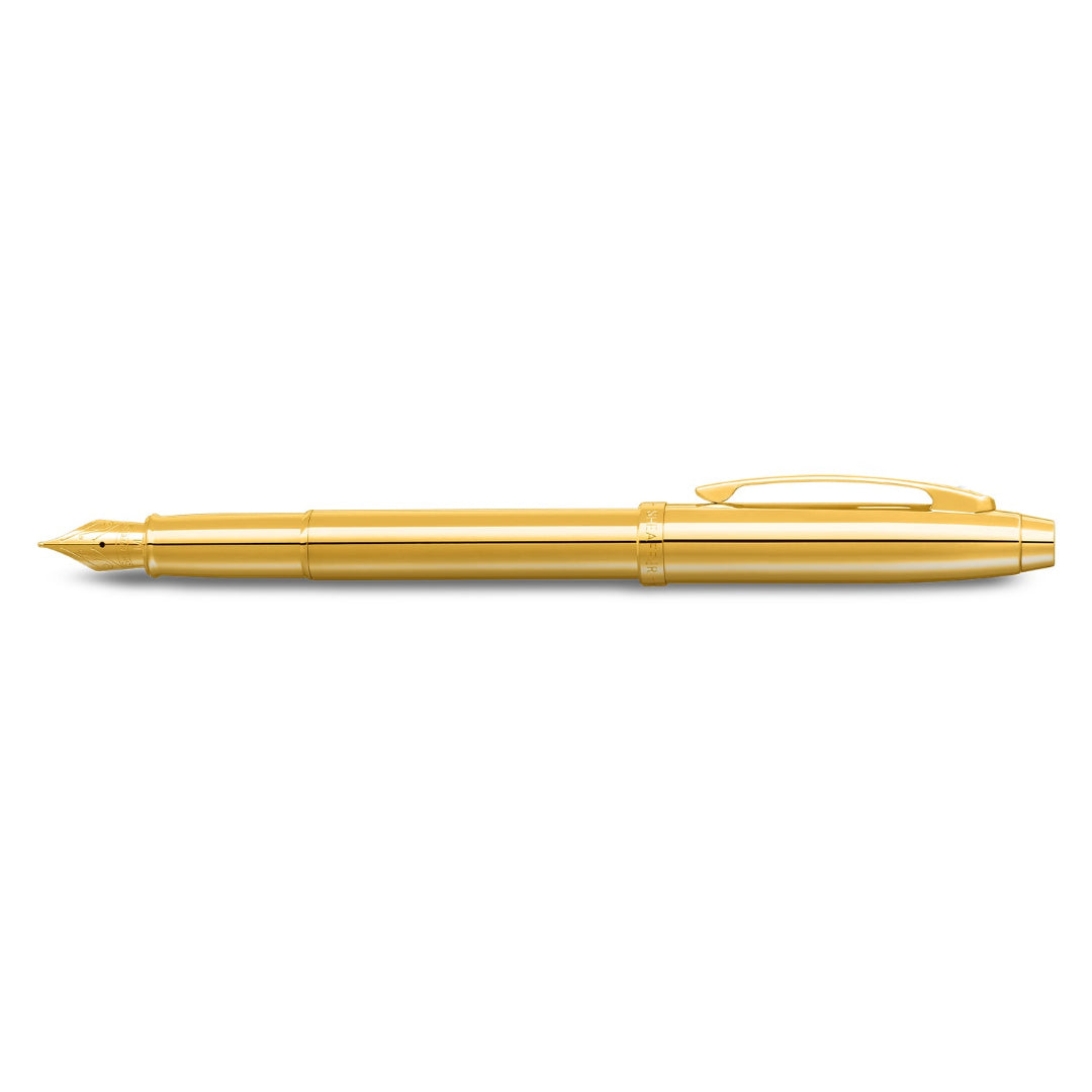 Sheaffer 100 9372 Glossy PVD Gold Fountain Pen With PVD Gold Trims side profile