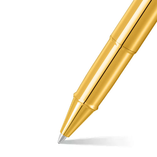 Sheaffer 100 9372 Glossy PVD Gold Rollerball Pen With PVD Gold Trims barrel and tip section