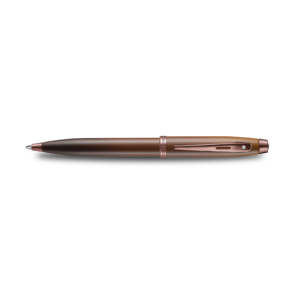 Sheaffer 100 9374 Coffee Edition Matte Brown Ballpoint Pen with Regal Brown PVD Trims full side profile