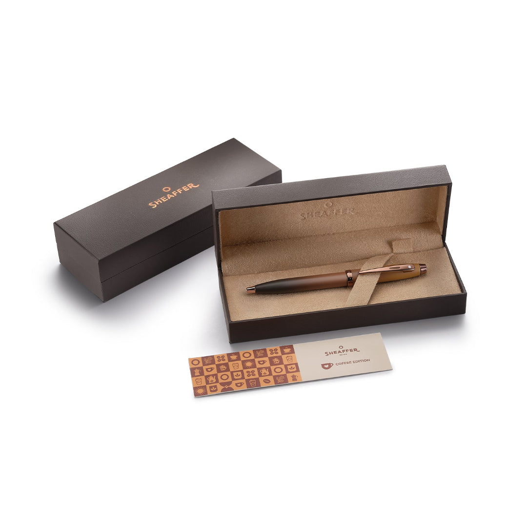Sheaffer 100 9374 Coffee Edition Matte Brown Ballpoint Pen with Regal Brown PVD Trims ww30 coffee edition gift box