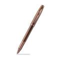 Sheaffer 100 9374 Coffee Edition Matte Brown Rollerball Pen with Regal Brown PVD Trims angled writing shot