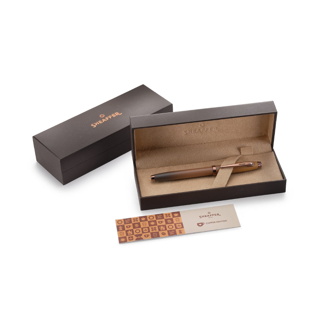 Sheaffer 100 9374 Coffee Edition Matte Brown Rollerball Pen with Regal Brown PVD Trims ww30 coffee edition gift box