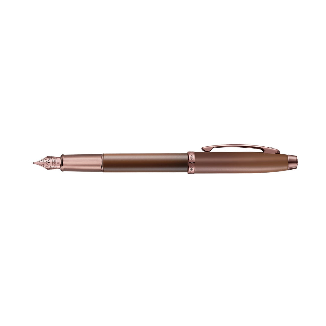 Sheaffer 100 9374 Coffee Edition Matte Brown Fountain Pen with Regal Brown PVD Trims side profile