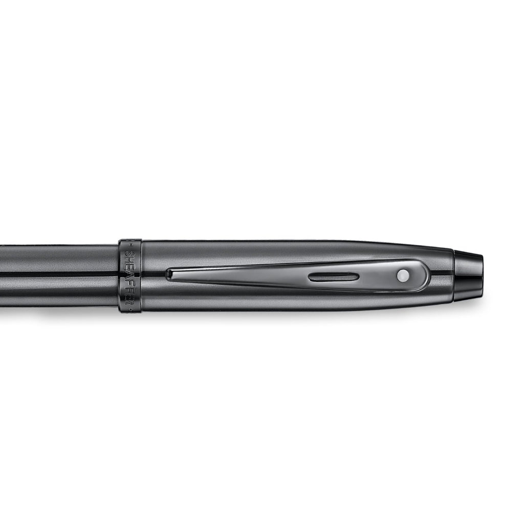 Sheaffer 100 9375 Ionic Gunmetal Grey Ballpoint Pen with Shiny PVD Trims clip details