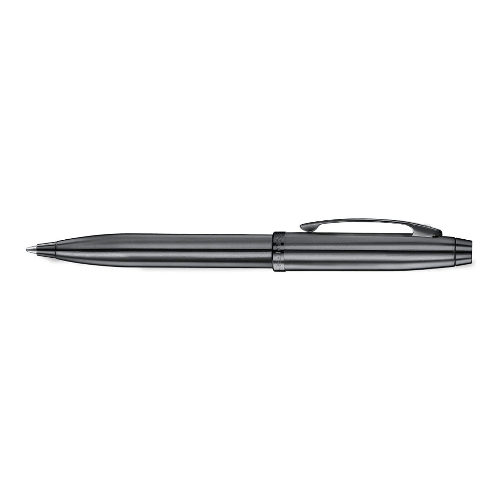 Sheaffer 100 9375 Ionic Gunmetal Grey Ballpoint Pen with Shiny PVD Trims side profile