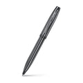 Sheaffer 100 9375 Ionic Gunmetal Grey Ballpoint Pen with Shiny PVD Trims angled writing shot