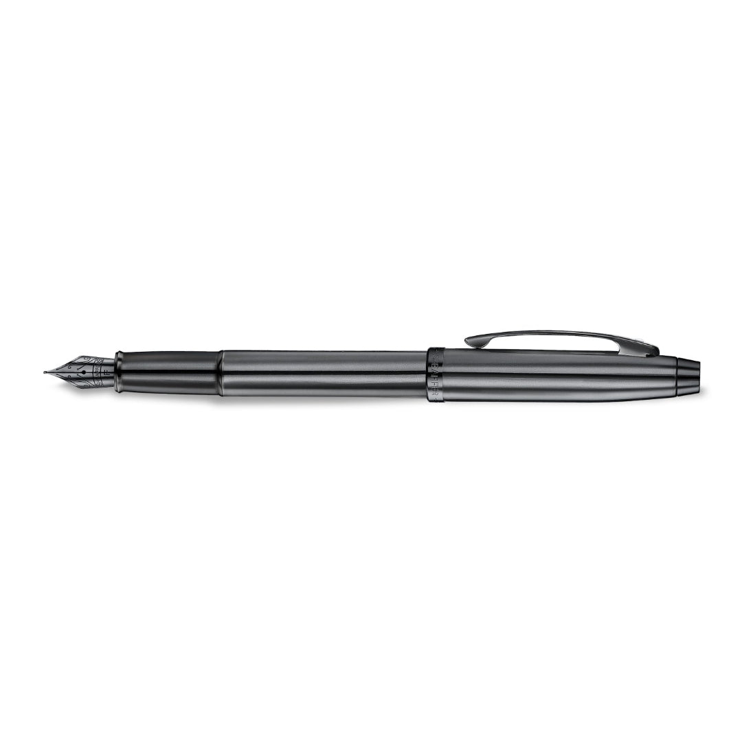 Sheaffer 100 9375 Ionic Gunmetal Grey Fountain Pen with Shiny PVD Trims side profle