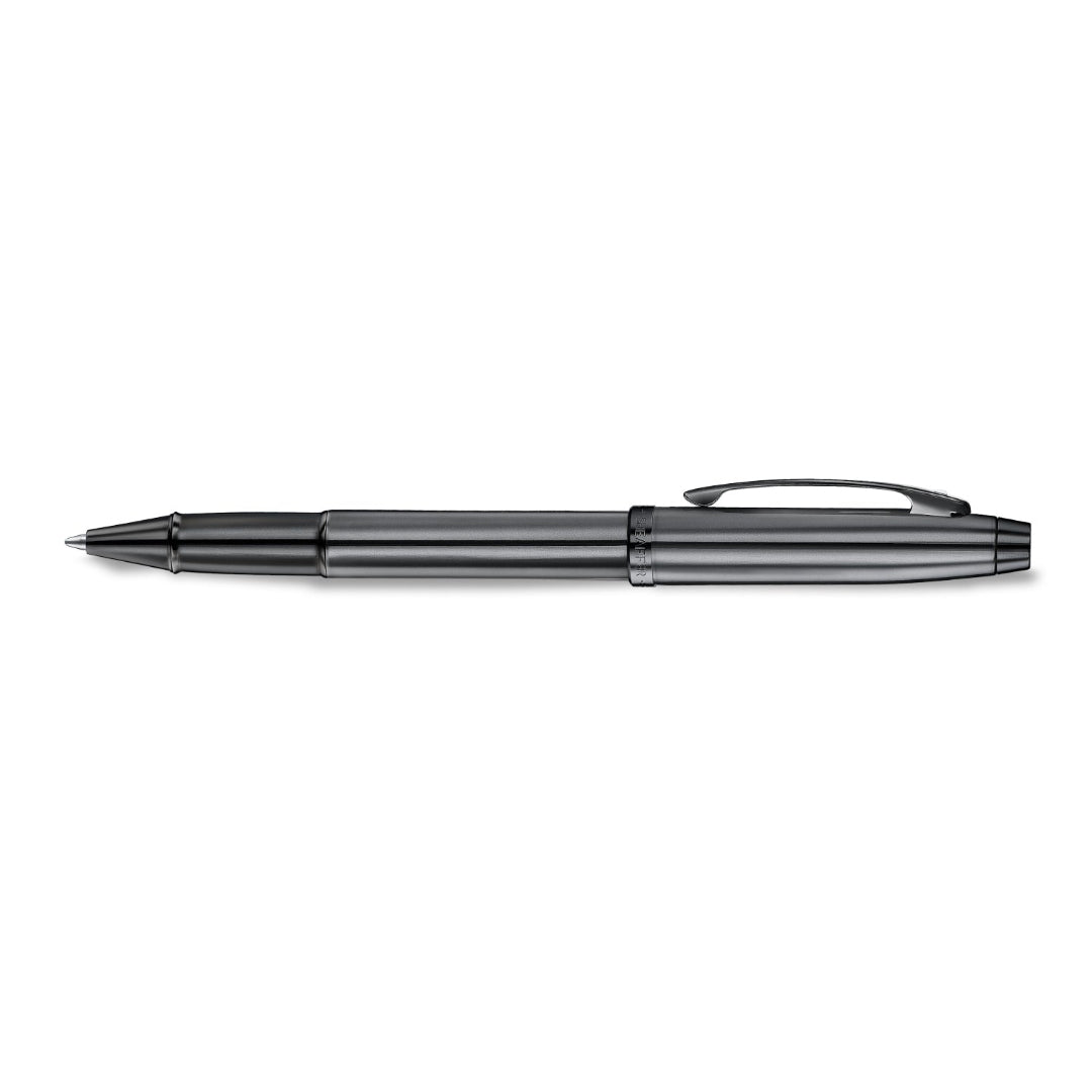 Sheaffer 100 9375 Ionic Gunmetal Grey Rollerball Pen with Shiny PVD Trims side profile