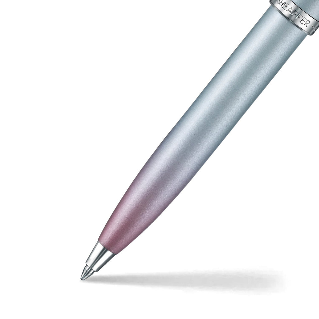 Sheaffer 100 9376 Expressions Blue and Pink Pearlised Gradient Ballpoint Pen with Chrome-plated Trims barrel and tip section