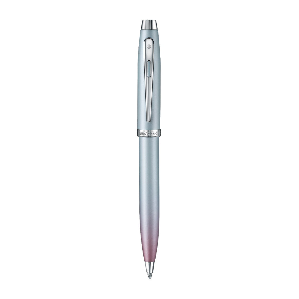 Sheaffer 100 9376 Expressions Blue and Pink Pearlised Gradient Ballpoint Pen with Chrome-plated Trims front profile