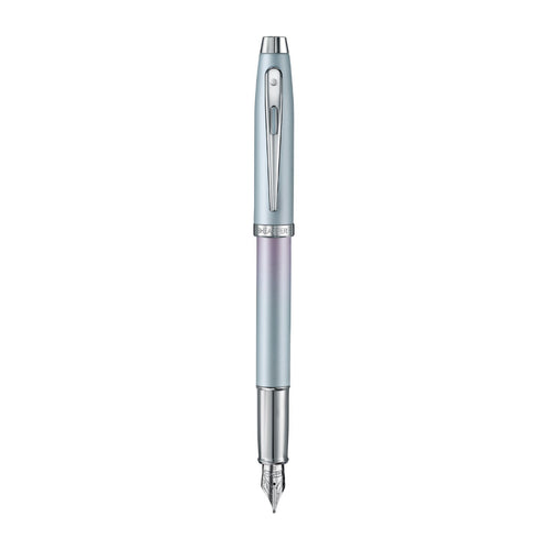 Sheaffer 100 9376 Expressions Blue and Pink Pearlised Gradient Fountain Pen with Chrome-plated Trims front view