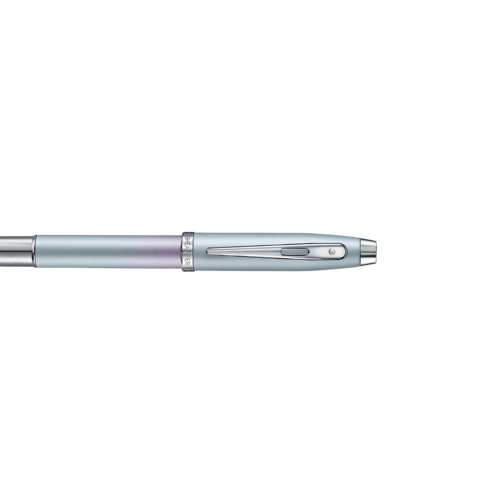 Sheaffer 100 9376 Expressions Blue and Pink Pearlised Gradient Fountain Pen with Chrome-plated Trims half side view