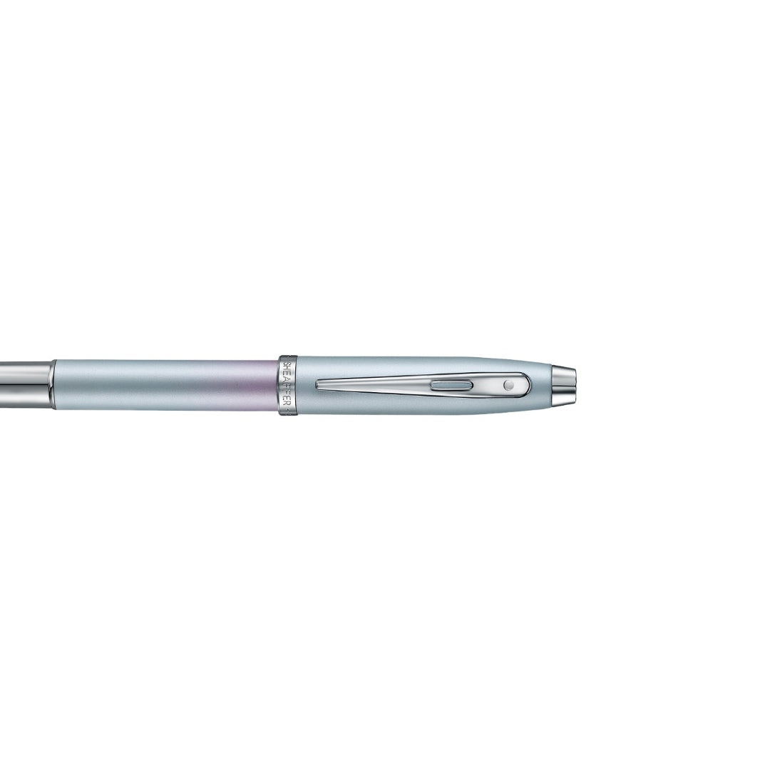 Sheaffer 100 9376 Expressions Blue and Pink Pearlised Gradient Fountain Pen with Chrome-plated Trims half side view