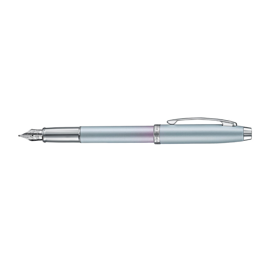 Sheaffer 100 9376 Expressions Blue and Pink Pearlised Gradient Fountain Pen with Chrome-plated Trims side view