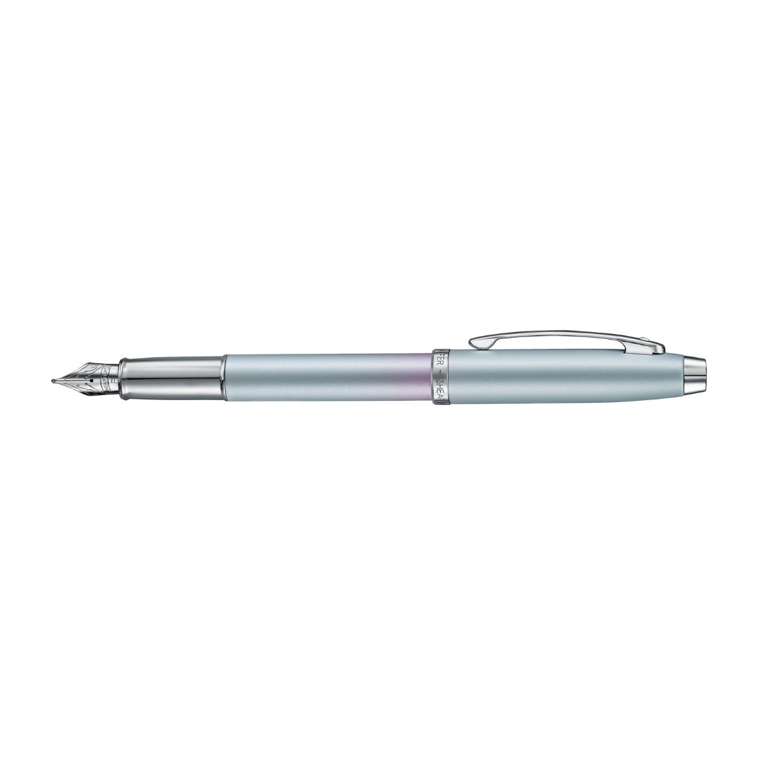 Sheaffer 100 9376 Expressions Blue and Pink Pearlised Gradient Fountain Pen with Chrome-plated Trims side view
