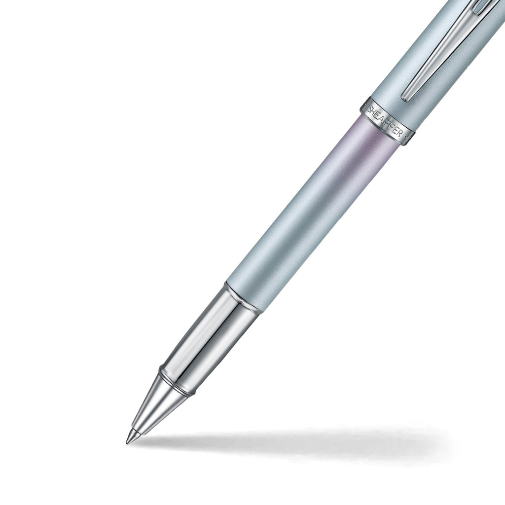 Sheaffer 100 9376 Expressions Blue and Pink Pearlised Gradient Rollerball Pen with Chrome-plated Trims barrel and tip section