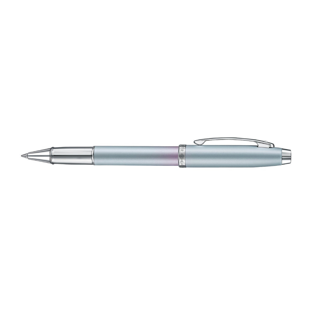 Sheaffer 100 9376 Expressions Blue and Pink Pearlised Gradient Rollerball Pen with Chrome-plated Trims side profile