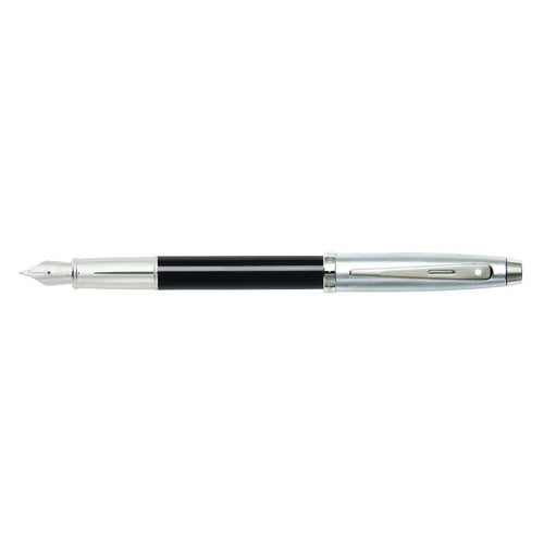Sheaffer 100 Black and Chrome Fountain Pen With Chrome Trims full side profile