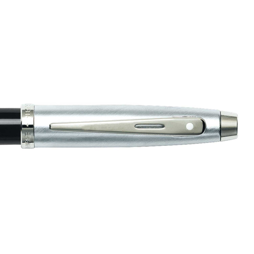 Sheaffer 100 Black and Chrome Fountain Pen With Chrome Trims clip details