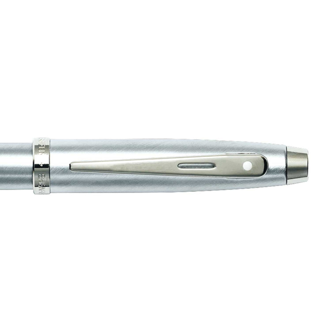 Sheaffer 100 Brushed Chrome Fountain Pen With Chrome Trims clip details