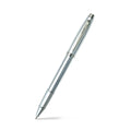 Sheaffer 100 Brushed Chrome With Shiny Chrome Trim Rollerball Pen angled writing shot