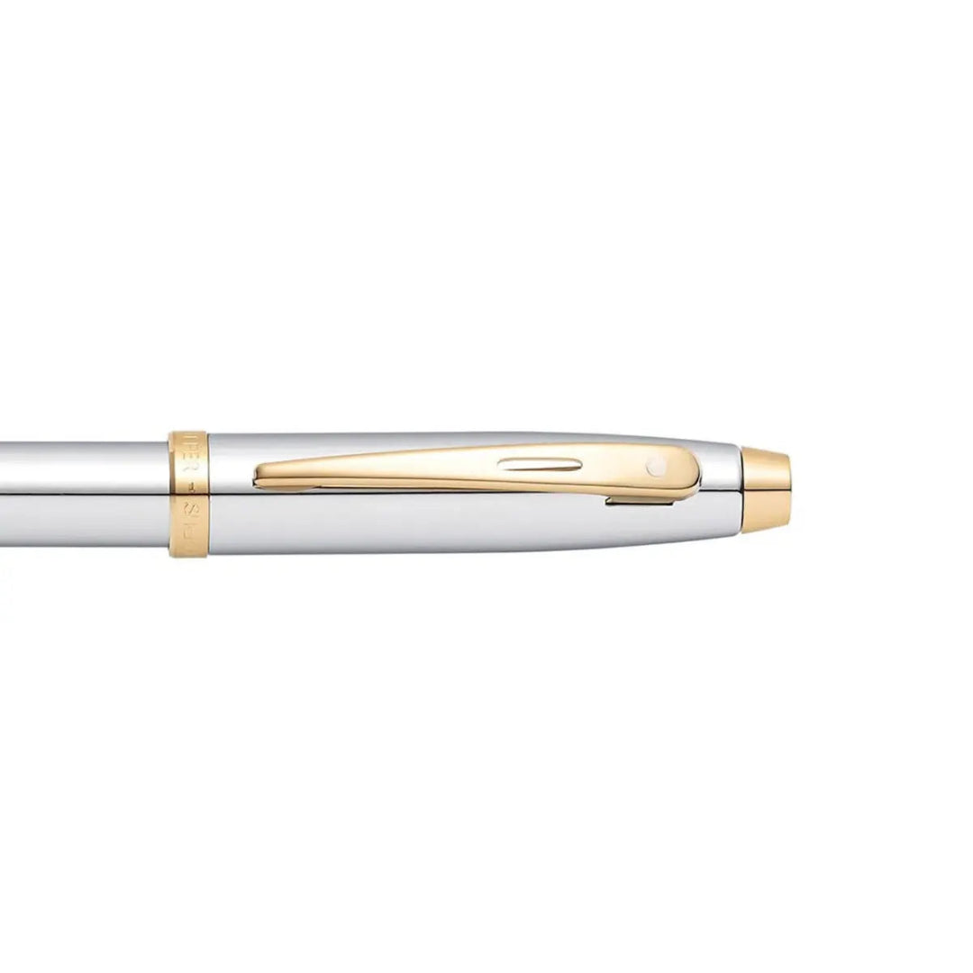 Sheaffer 100 Chrome Ballpoint Pen With Gold Trims clip details