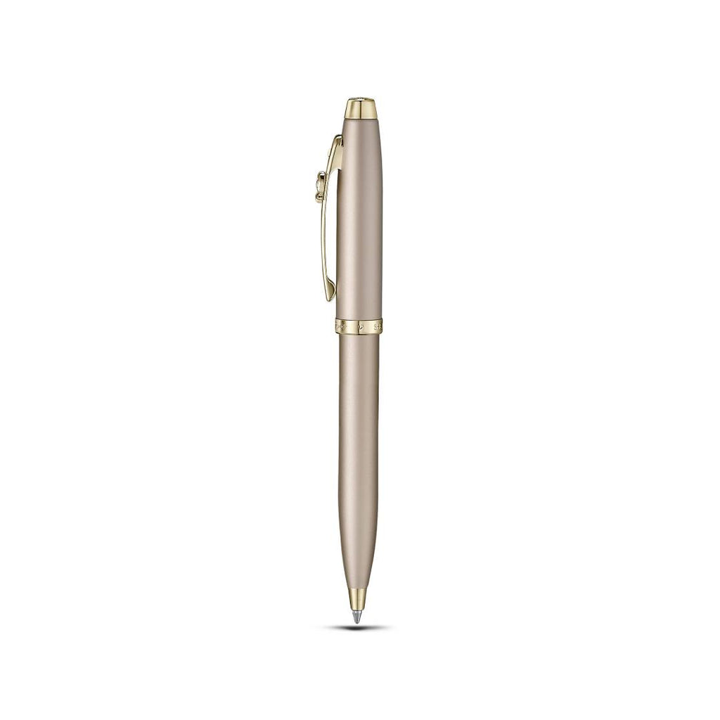 Sheaffer 100 Emily in Paris Champagne Gold Ballpoint Pen side view with Champagne Gold Trims