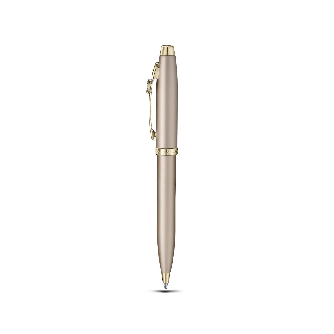 Sheaffer 100 Emily in Paris Champagne Gold Ballpoint Pen side view with Champagne Gold Trims
