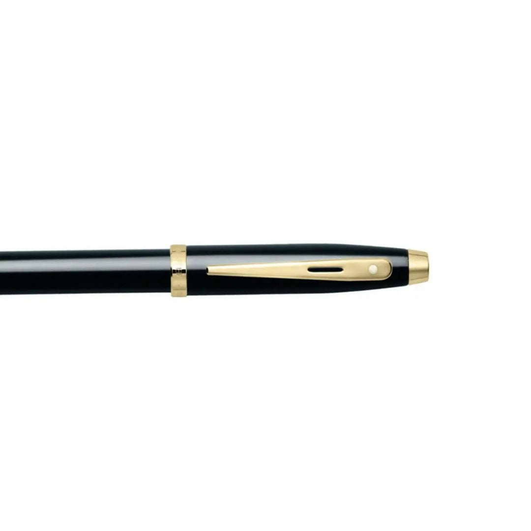 Sheaffer 100 Glossy Black Ballpoint Pen With Gold Trims clip details
