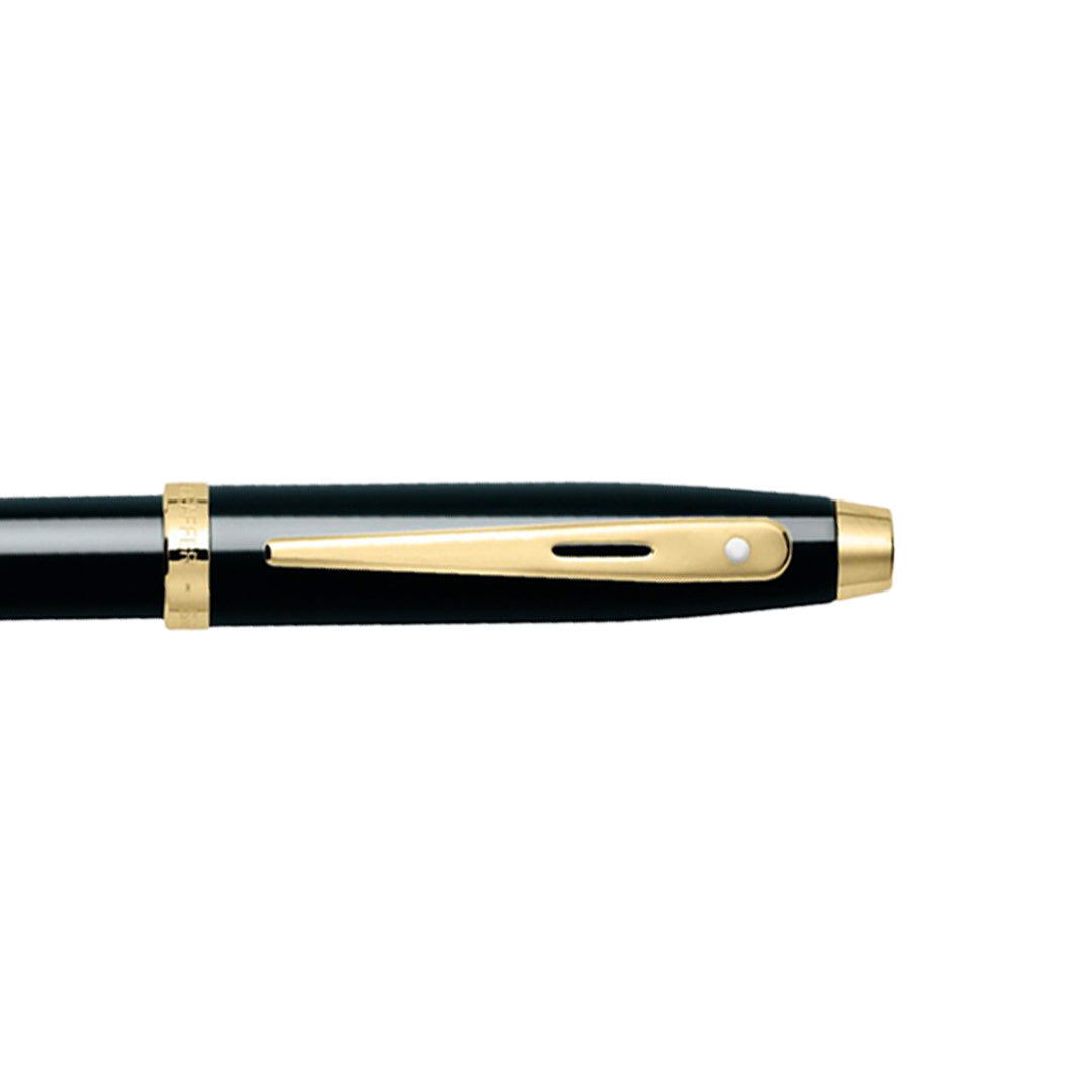 Sheaffer 100 Glossy Black Rollerball Pen With Gold Trims clip details