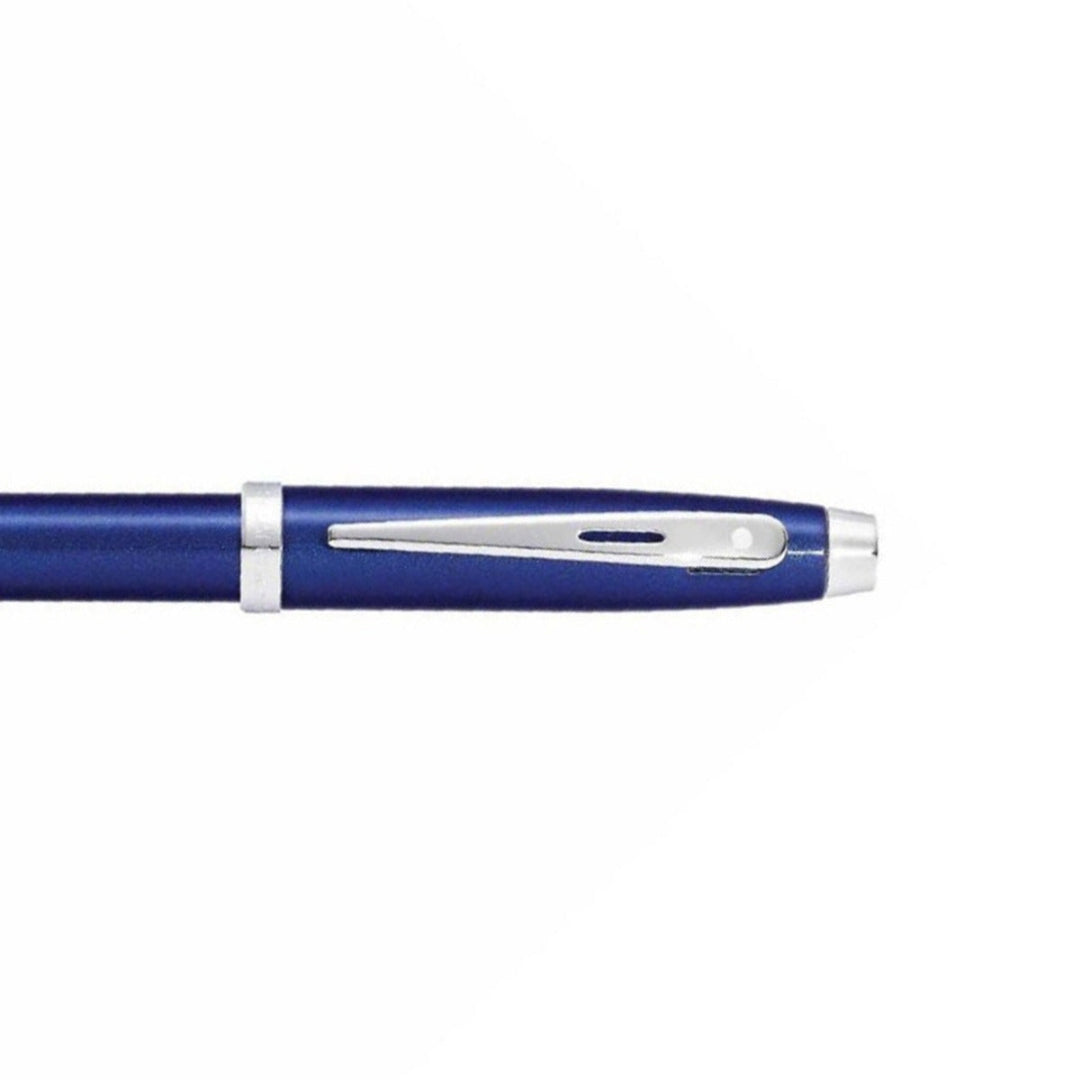 Sheaffer 100 Glossy Blue Fountain Pen With Chrome Trims clip details