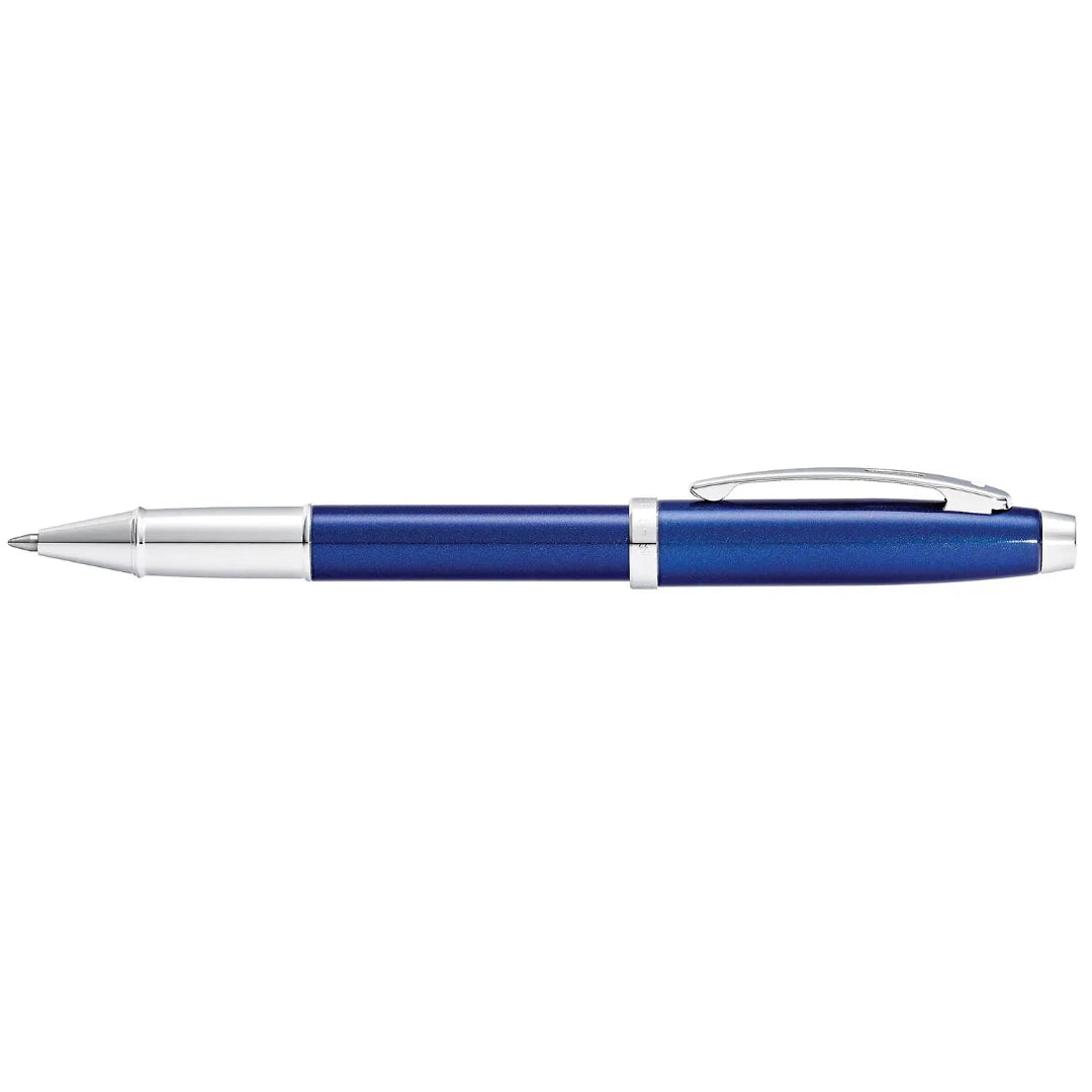 Sheaffer 100 Glossy Blue Rollerball Pen With Chrome Trims full side profile