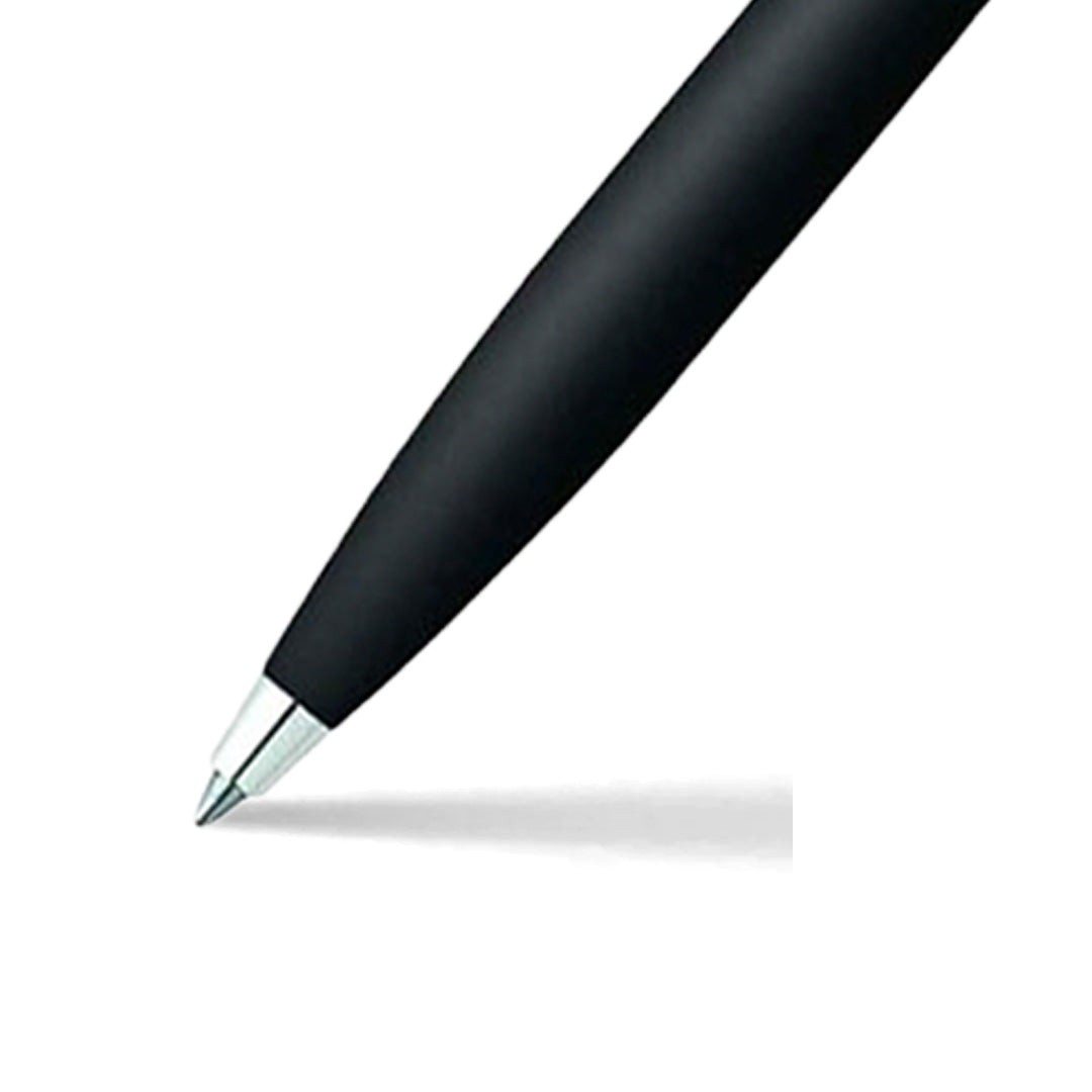 Sheaffer 100 Matte Black Ballpoint Pen With Chrome Trims barrel and tip section