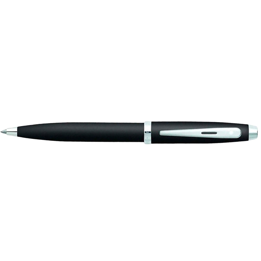 Sheaffer 100 Matte Black Ballpoint Pen With Chrome Trims full side profile