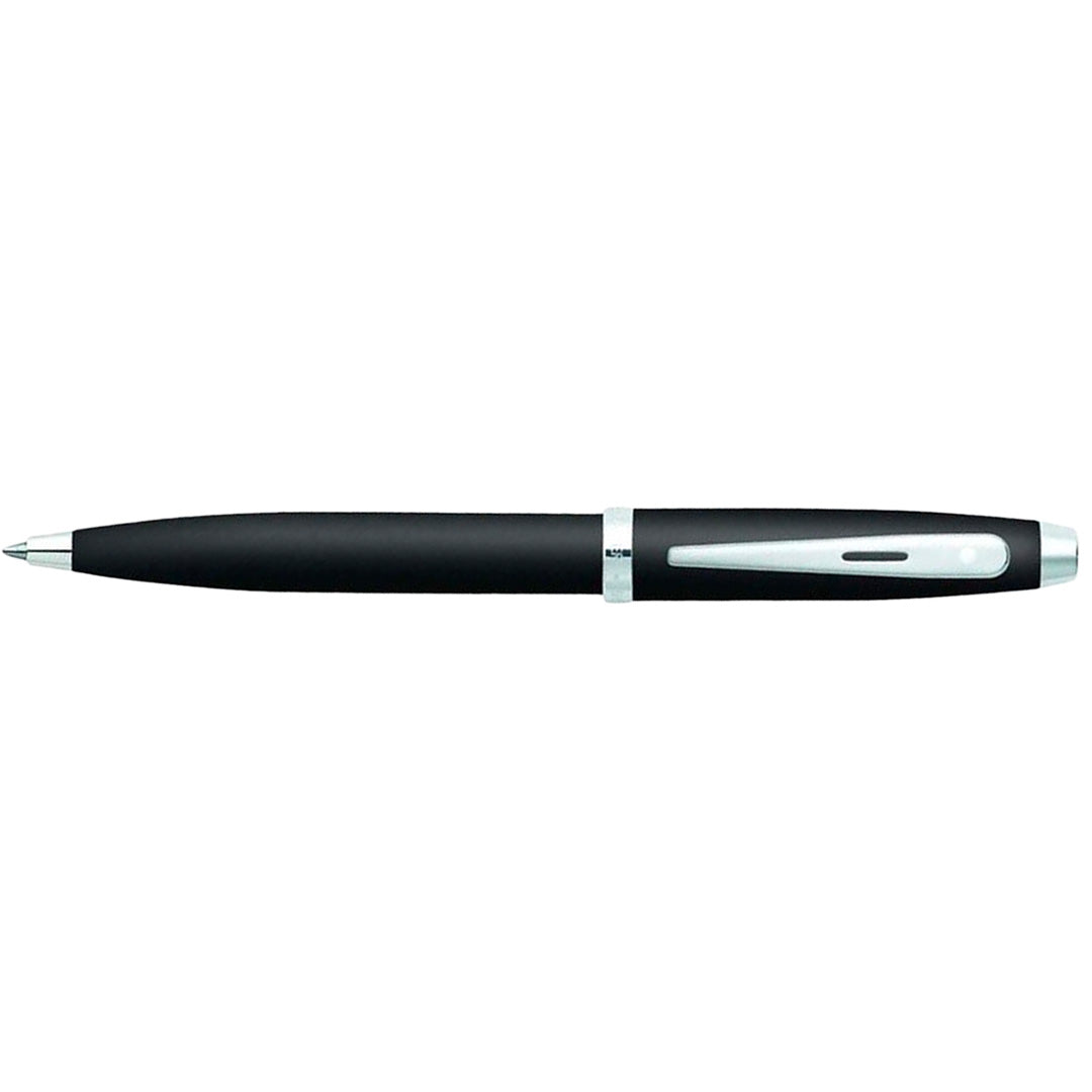 Sheaffer 100 Matte Black Ballpoint Pen With Chrome Trims full side profile