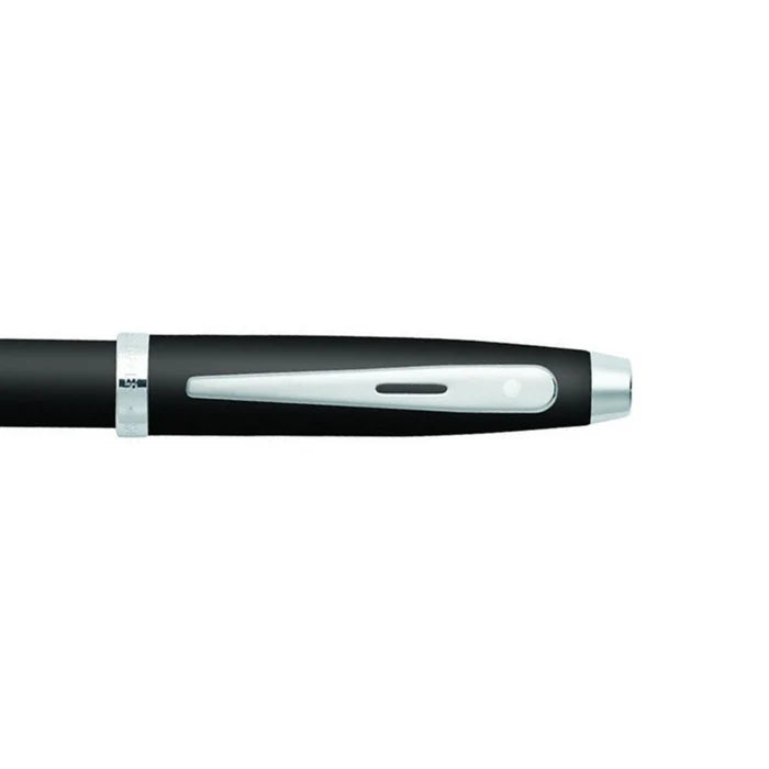 Sheaffer 100 Matte Black Ballpoint Pen With Chrome Trims clip details