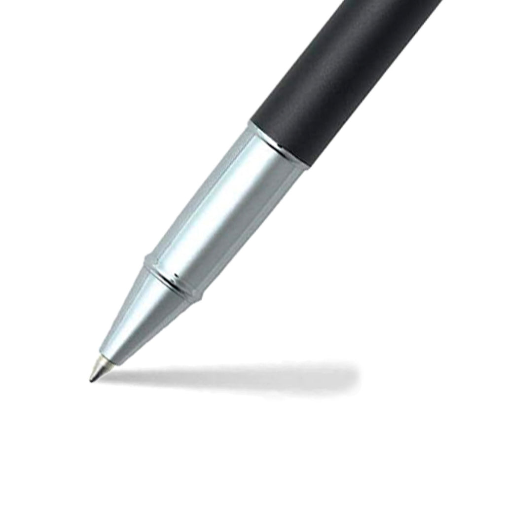 Sheaffer 100 Matte Black Rollerball Pen With Chrome Trims barrel and tip section