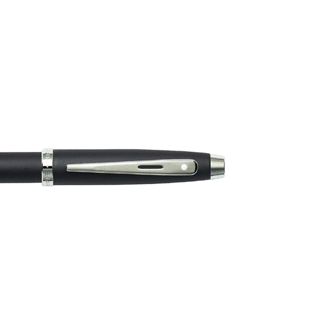 Sheaffer 100 Matte Black Rollerball Pen With Chrome Trims clip details