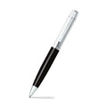 Sheaffer 300 9314 Glossy Black Ballpoint pen with Chrome Cap and Chrome Trims angled writing shot