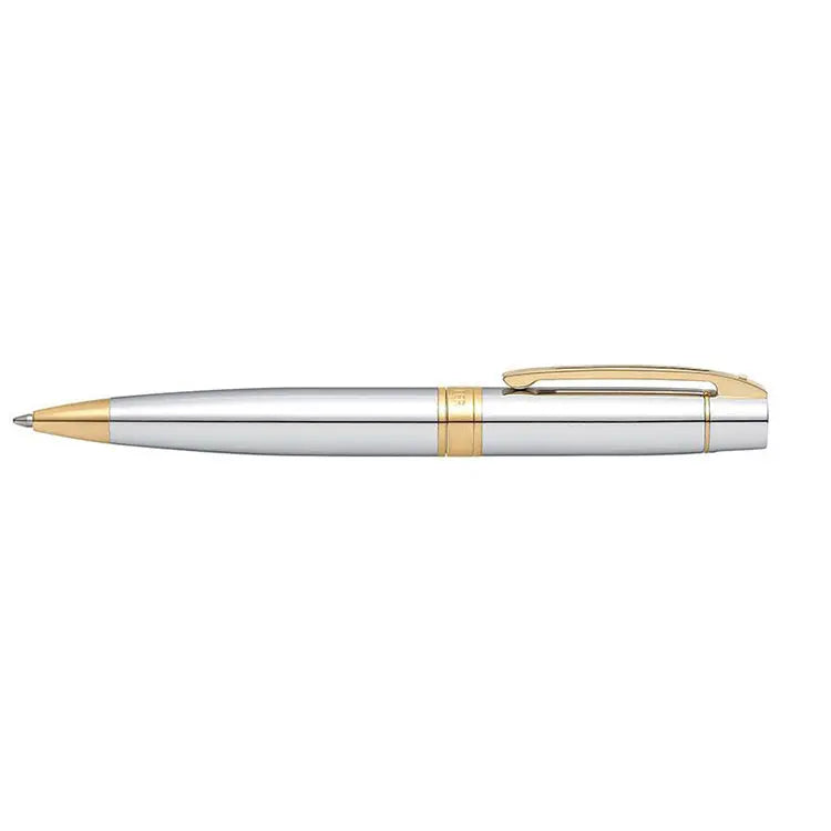 Sheaffer 300  Bright Chrome Ballpoint Pen With Gold Trims side profile