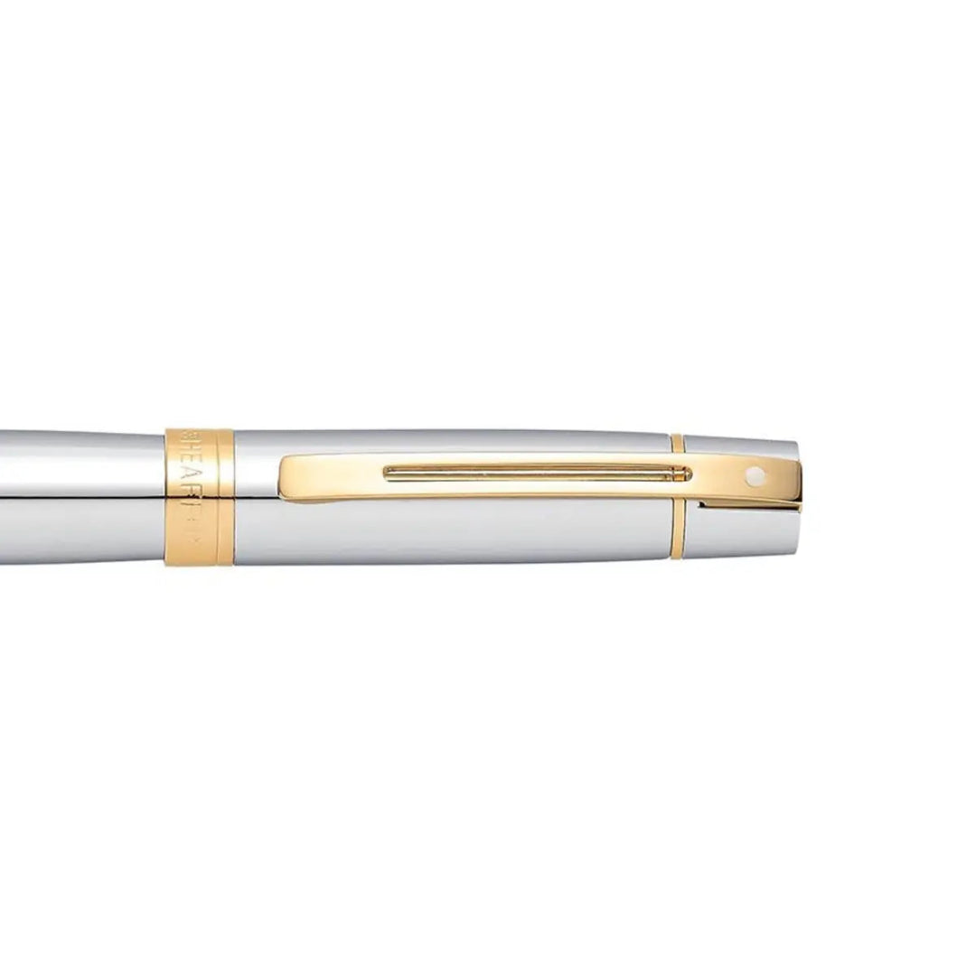 Sheaffer 300 Bright Chrome Rollerball Pen With Gold Trims clip details